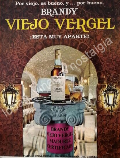 CARTEL ANTIGUO ORIGINAL DE BRANDY VIEJO VERGEL 1968