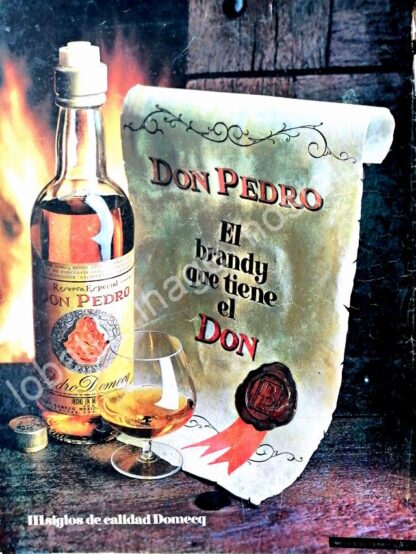 CARTEL ANTIGUO ORIGINAL DE BRANDY DON PEDRO 1960s EL BRANDY QUE TIENE EL DON