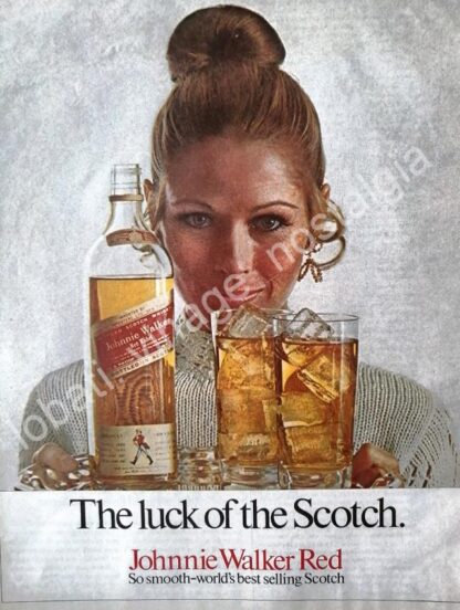 CARTEL ANTIGUO ORIGINAL DE WHISKY JHONNIE WALKER 1960s U.S.A / RARO