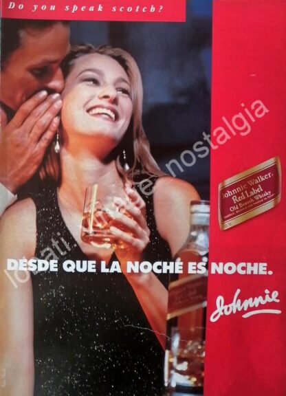 CARTEL ANTIGUO ORIGINAL DE WHISKY JHONNIE WALKER 1980s DESDE QUE LA NOCHE ES NOCHE 6