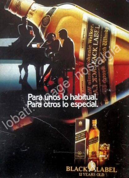 CARTEL ANTIGUO ORIGINAL DE WHISKY JHONNIE WALKER BLACK LABEL 1980s /8