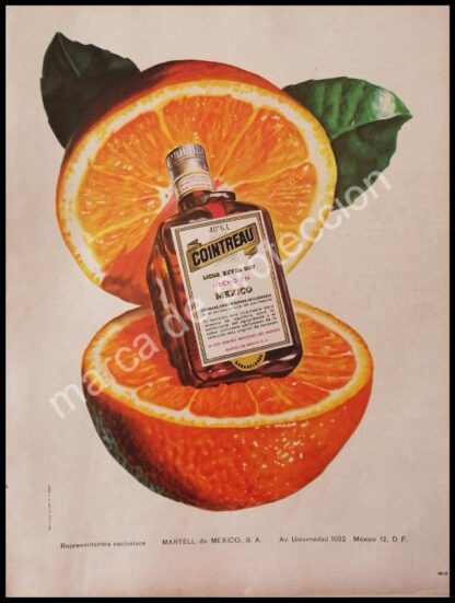 CARTEL ANTIGUO ORIGINAL DE LICOR DE NARANJA, COINTREAU 1964 / RARO