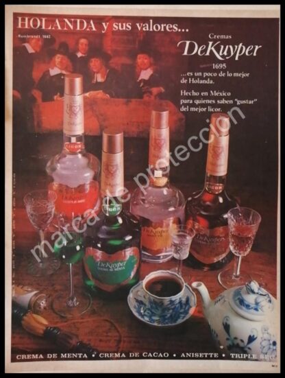 CARTEL ANTIGUO ORIGINAL DE LICORES DEKUYPER 1969 - RARO