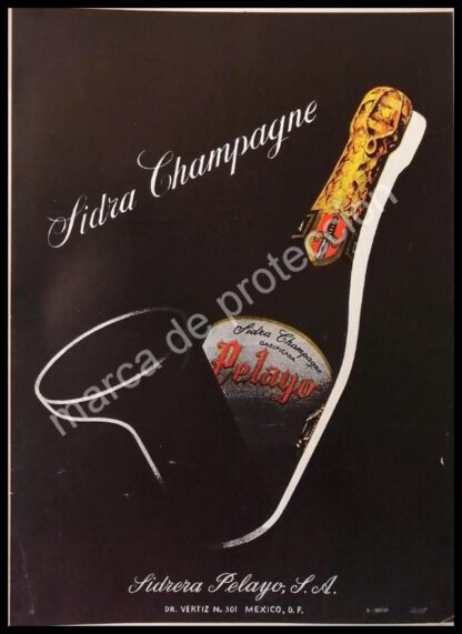 CARTEL ANTIGUO ORIGINAL DE SIDRA CHAMPAGNE PELAYO 1959 / RARO