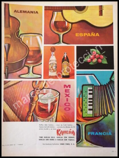 CARTEL ANTIGUO ORIGINAL DE LICOR DE CAFE KAHLUA 1963 /4