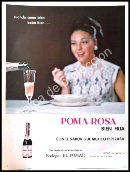 CARTEL ANTIGUO ORIGINAL DE VINOS POMA ROSA 1965 / RARO