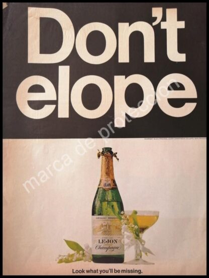 CARTEL ANTIGUO ORIGINAL DE CHAMPAGNE LEJON 1960s