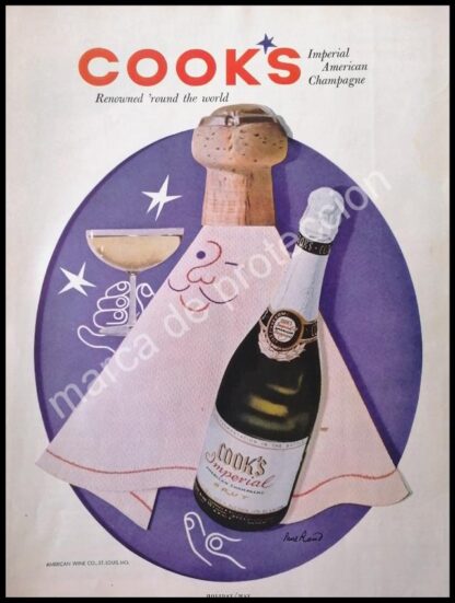 CARTEL ANTIGUO ORIGINAL DE CHAMPAGNE COOKS 1954 DIBUJO DE PAUL RAND / raro