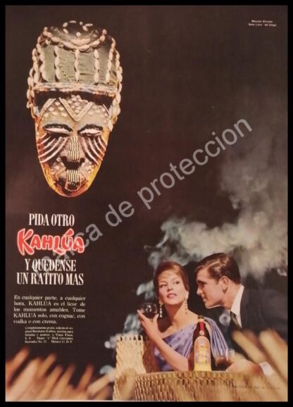 CARTEL ANTIGUO ORIGINAL DE LICOR DE CAFE KAHLUA 1960s /5