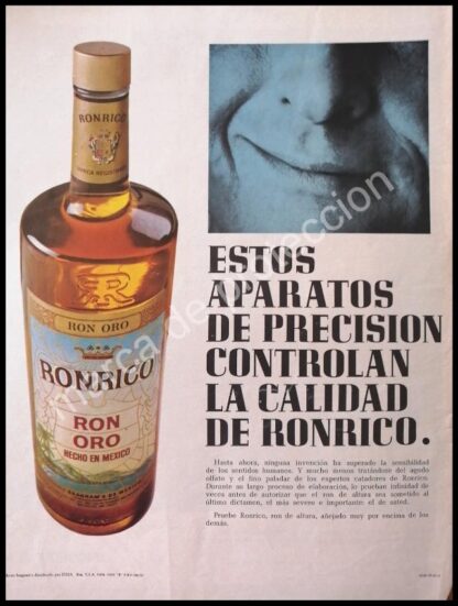 CARTEL ANTIGUO ORIGINAL DE RON, RONRICO 1967 DE SEAGRAMS / RARO