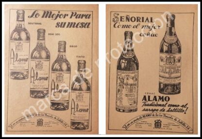 CARTEL ANTIGUO ORIGINAL DE VINOS ALAMO, CIA. VINICOLA DE SALTILLO 1949