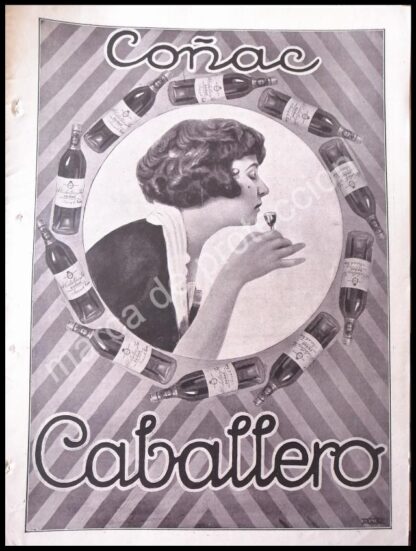 CARTEL ANTIGUO ORIGINAL DE COGNAC CABALLERO 1920 ESPAÑA / RARO