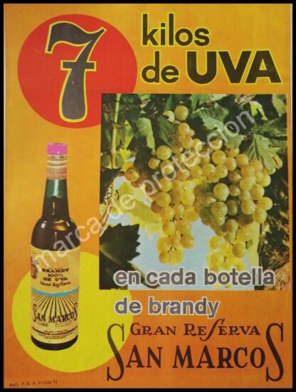 CARTEL ANTIGUO ORIGINAL DE BRANDY SAN MARCOS 1971 / 2