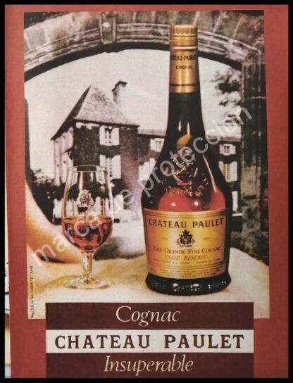 CARTEL ANTIGUO ORIGINAL DE COGNAC CHATEAU PAULET 1970s