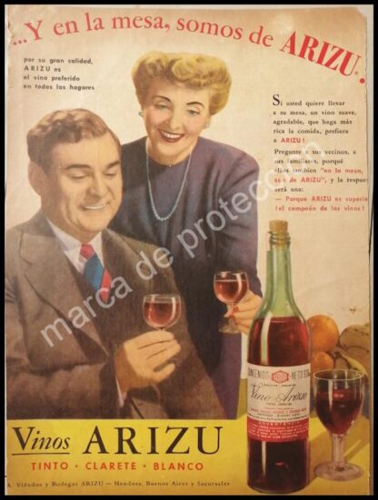 CARTEL ANTIGUO ORIGINAL DE VINOS ARIZU 1930s