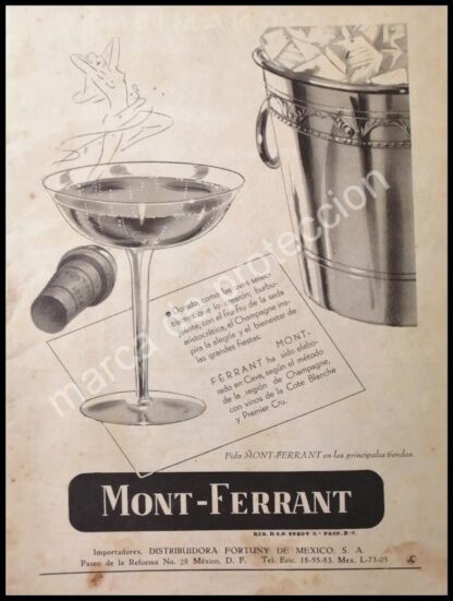 CARTEL ANTIGUO ORIGINAL DE CHAMPAGNE MONT FERRANT 1941 / MUY RARO