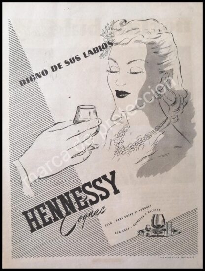 CARTEL ANTIGUO ORIGINAL DE COGNAC HENESSY 1946