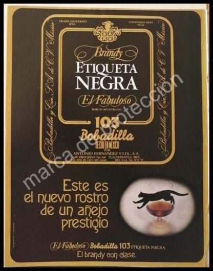 CARTEL ANTIGUO ORIGINAL DE BRANDY BOBADILLA 103 1970s