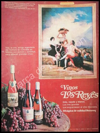 CARTEL ANTIGUO ORIGINAL DE VINO LOS REYES 1978 PEDRO DOMECQ