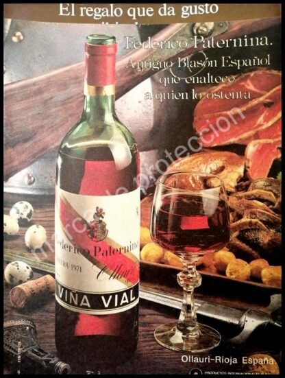 CARTEL ANTIGUO ORIGINAL DE VINOS FEDERICO PATERNINA 1970s