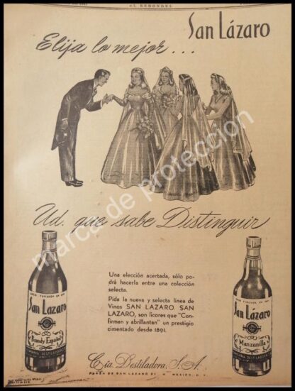 CARTEL ANTIGUO ORIGINAL DE VINOS SAN LAZARO 1947 /RARO 2