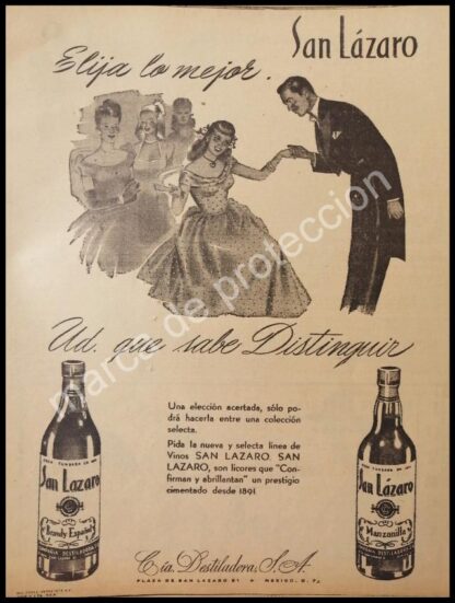 CARTEL ANTIGUO ORIGINAL DE VINOS SAN LAZARO 1947 /3