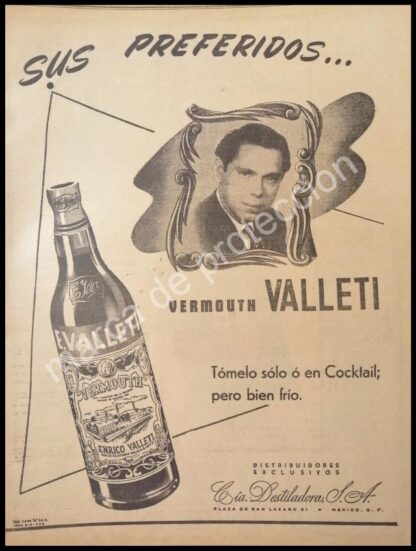 CARTEL ANTIGUO ORIGINAL DE VINOS VALLETI VERMOUTH 1947 /3