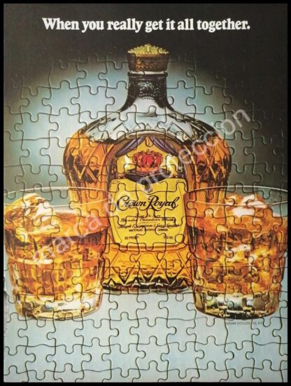 CARTEL ANTIGUO ORIGINAL DE WHISKY CROWN ROYAL 1980s / VINOS