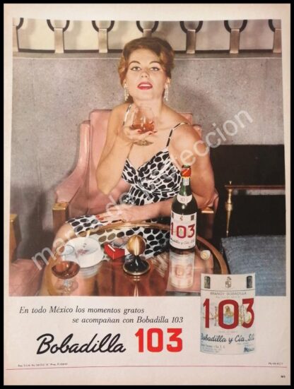 CARTEL ANTIGUO ORIGINAL DE BRANDY BOBADILLA 103 / 1961 -1