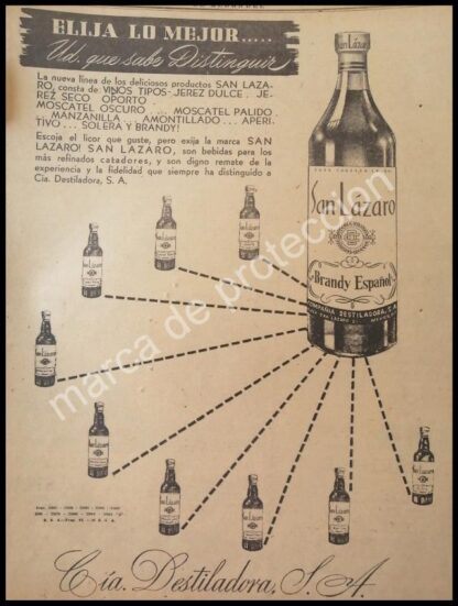 CARTEL ANTIGUO ORIGINAL DE VINOS SAN LAZARO 1947 /4