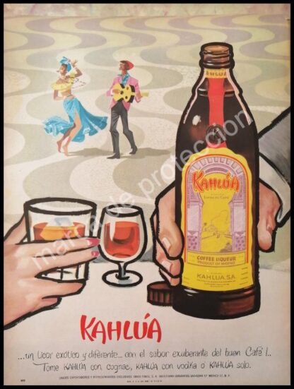 CARTEL ANTIGUO ORIGINAL DE LICOR DE CAFE KAHLUA 1960 -2