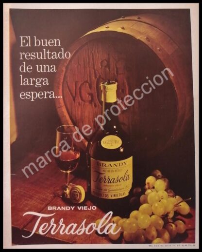 CARTEL ANTIGUO ORIGINAL DE BRANDY TERRASOLA 1962