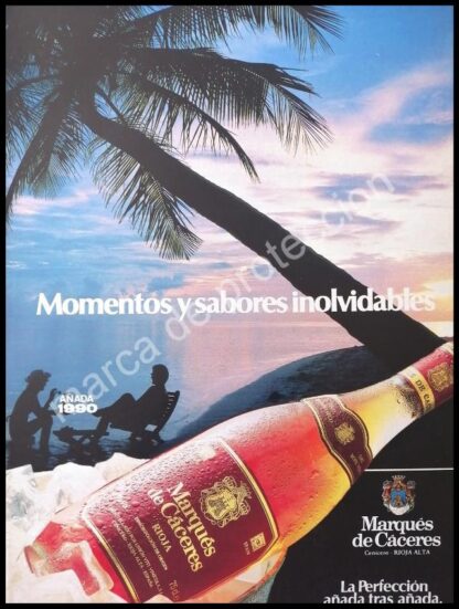 CARTEL ANTIGUO ORIGINAL DE VINOS MARQUES DE CACERES 1990