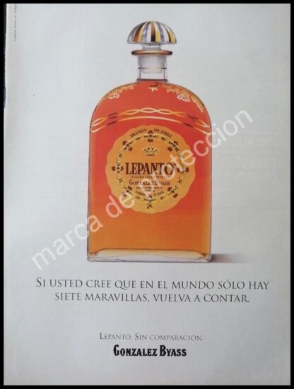 CARTEL ANTIGUO ORIGINAL DE VINOS SOLERA LEPANTO, GONZALEZ BYASS 1990