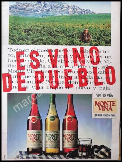 CARTEL ANTIGUO ORIGINAL DE VINOS MONTE VIÑA 1990s, ESPAÑA