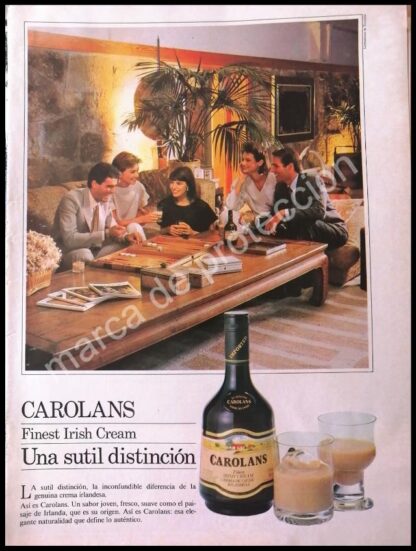 CARTEL ANTIGUO ORIGINAL DE CREMA IRLANDESA CAROLANS 1980s ESPAÑA