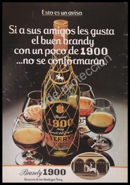 CARTEL ANTIGUO ORIGINAL DE BRANDY 1900, BODEGAS TERRY 1980s