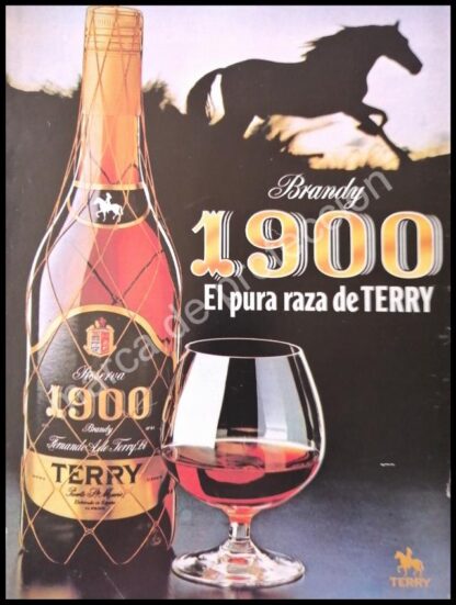 CARTEL ANTIGUO ORIGINAL DE BRANDY 1900 TERRY 1980s /3