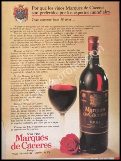 CARTEL ANTIGUO ORIGINAL DE VINOS MARQUES DE CACERES 1980s /5