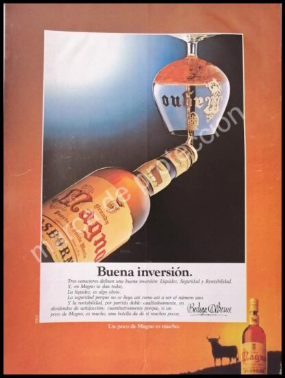 CARTEL ANTIGUO ORIGINAL DE BRANDY MAGNO. BODEGAS OSBORNE 1990