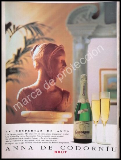 CARTEL ANTIGUO ORIGINAL DE VINOS BRUT ANNA DE CORDONIU 1980s