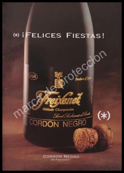 CARTEL ANTIGUO ORIGINAL DE VINOS FREIXENET CORDON NEGRO 1980s