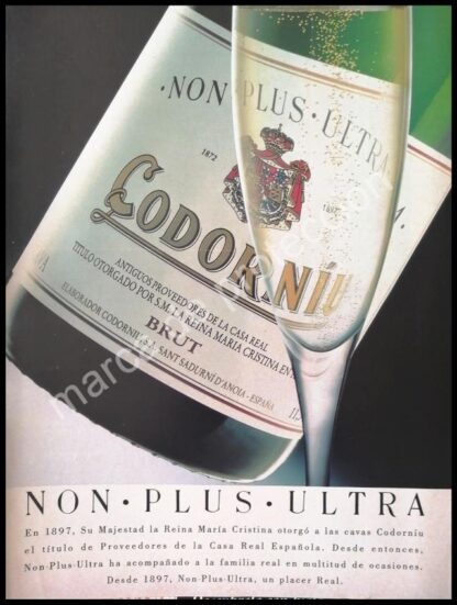 CARTEL ANTIGUO ORIGINAL DE VINOS CORDONIU. NON PLUS ULTRA 1980s