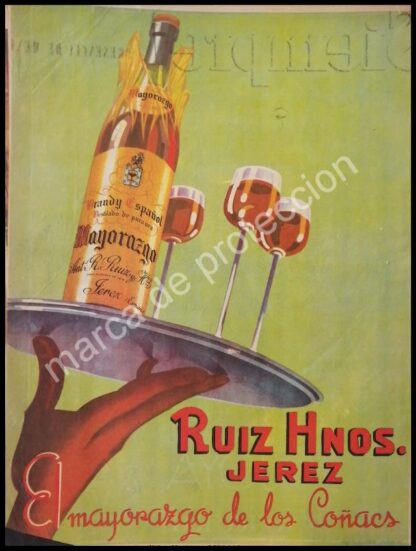 CARTEL ANTIGUO ORIGINAL DE BRANDY RUIZ HERMANOS 1955 MUY RARO