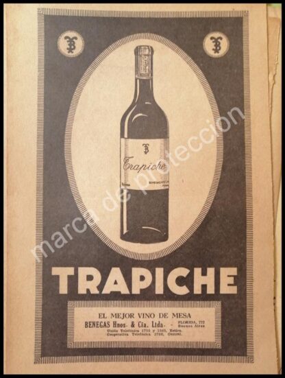 CARTEL ANTIGUO ORIGINAL DE CHAMPAGNE TRAPICHE 1927 /3