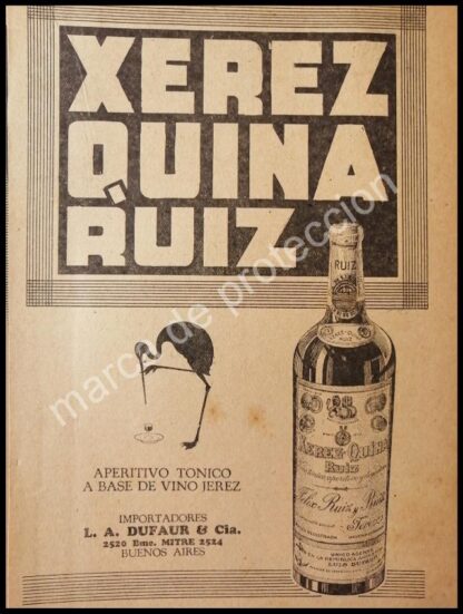 CARTEL ANTIGUO ORIGINAL DE XEREZ QUINA RUIZ 1927 / 2