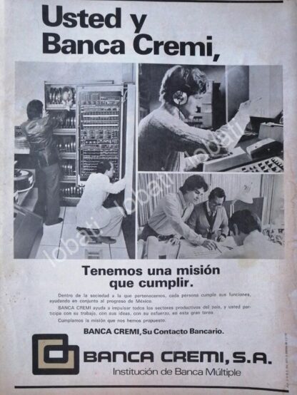 CARTEL ANTIGUO ORIGINAL DE BANCO BANCA CREMI S.A 1978 /130