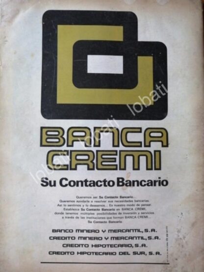 CARTEL ANTIGUO ORIGINAL DE BANCO BANCA CREMI S.A 1977 /128