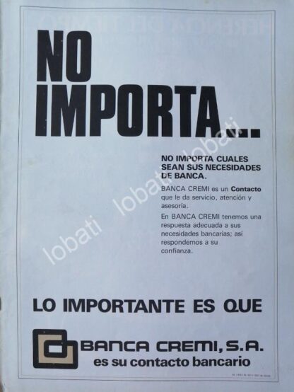 CARTEL ANTIGUO ORIGINAL DE BANCO BANCA CREMI S.A 1980 /124