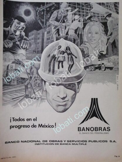 CARTEL ANTIGUO ORIGINAL DE AFICHE DEL BANCO BANOBRAS 1981 / PUBLICIDAD ARTISTICA 137